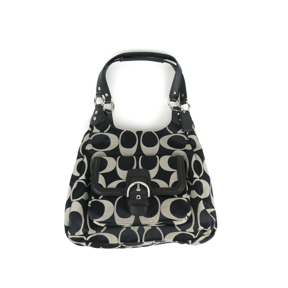 Coach Campbell Signature Black White Hobo Shoulder Bag NWT F24742